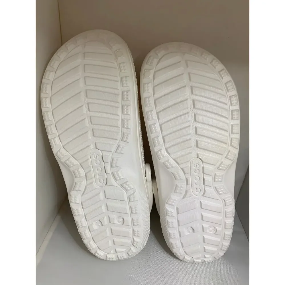Crocs Dual Comfort White Men's 8 Women's 10 Gray Fur Lining
